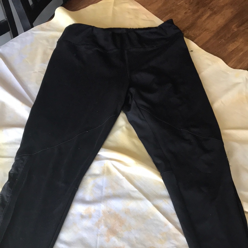 Black high waisted leggings with mesh sides